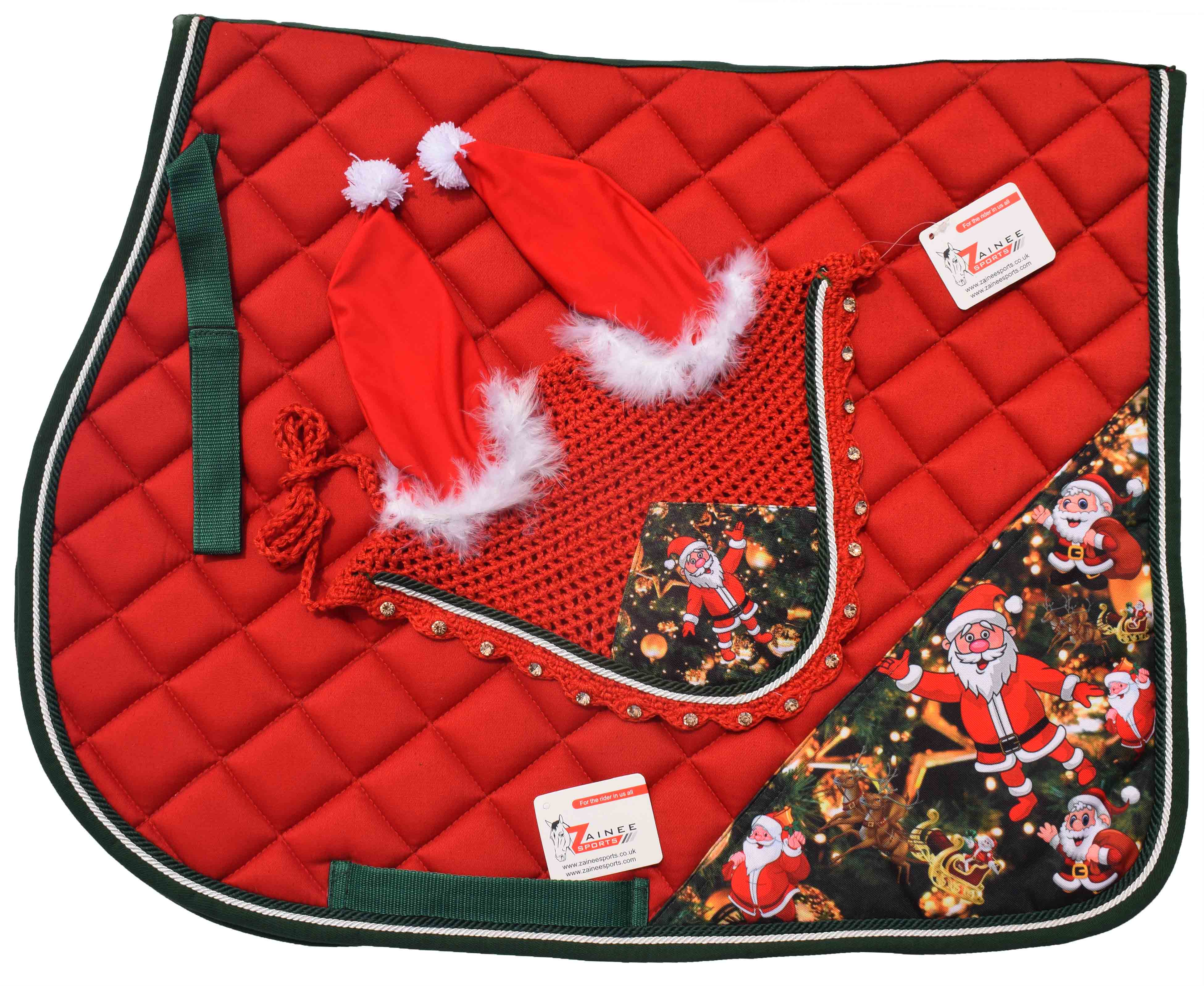 Lift Sports Rainbow Horse English Saddle Pad Set With Matching Fly Bonnet - Cotton Polyester Multicolor